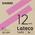 カシオ ラテコ 詰め替え用テープ 12mm 黒文字 / ピンクテープ XB-12PK