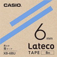 カシオ ラテコ 詰め替え用テープ 6mm 黒文字 / 青テープ XB-6BU 2個