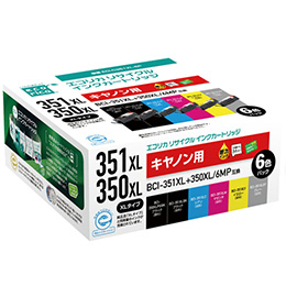 エコリカ ECI-C351XL-6P リサイクルインク(大容量) 6色パック BCI-351XL+350XL/6MP対応