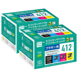 エコリカ ECI-BR412-4P 4色パック LC412-4PK 対応 リサイクルインク 2箱