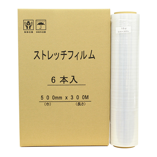 法人様限定)業務用ストレッチフィルム幅500mm×巻300m 厚15μ 透明 3インチ紙管 リサイクルトナーやインクカートリッジのmita