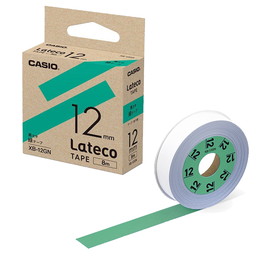 カシオ ラテコ 詰め替え用テープ 12mm 黒文字 / 緑テープ XB-12GN