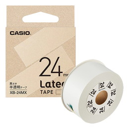 カシオ ラテコ 詰め替え用テープ 24mm 黒文字 / 半透明テープ XB-24MX