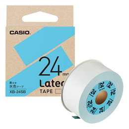 カシオ ラテコ 詰め替え用テープ 24mm 黒文字 / 水色テープ XB-24SB