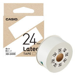 カシオ ラテコ 詰め替え用テープ 24mm 黒文字 / 白テープ XB-24WE