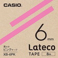 カシオ ラテコ 詰め替え用テープ 6mm 黒文字 / ピンクテープ XB-6PK
