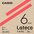 カシオ ラテコ 詰め替え用テープ 6mm 黒文字 / 赤テープ XB-6RD