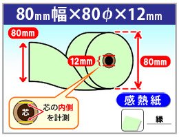 感熱カラーロール紙　80×80×12　緑