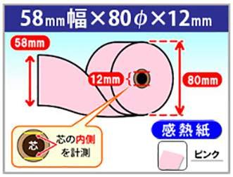 感熱カラーロール紙 58×80×12 ピンク | リサイクルトナーやインク