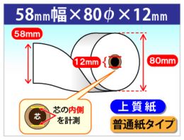 RL-142A 対応 上質ロール紙　58×80×12(普通紙タイプ)