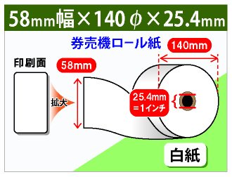 券売機ロール紙 58×140×1インチ(25.4mm) 100μ | リサイクルトナーや