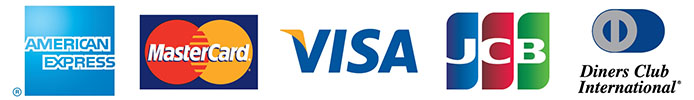 ご利用いただけるカード(VISA、Master Card、JCB、AMERICAN EXPRESS、Diners Club)